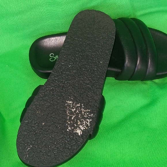 Seychelles Black Padded Dual-Band Slide Sandals - Picture 3 of 6